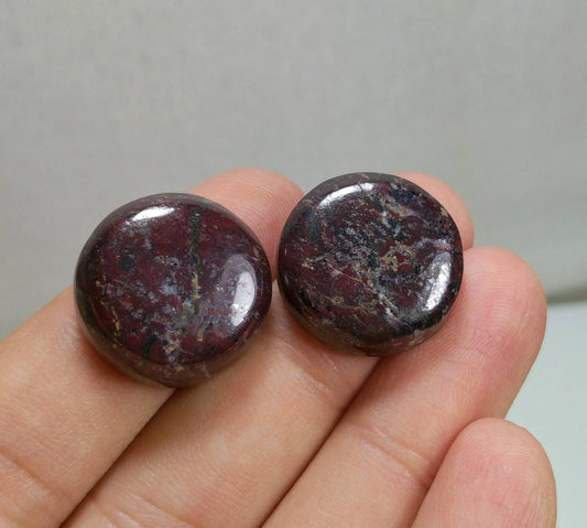 Natural Jasper Cabochons, 65 Carats Total (2 Pieces)