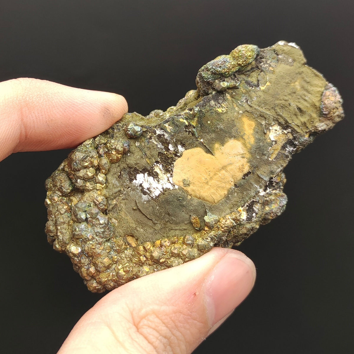 Natural golden Marcasite crystal with rainbow effect on surface from Pakistan, 98 grams