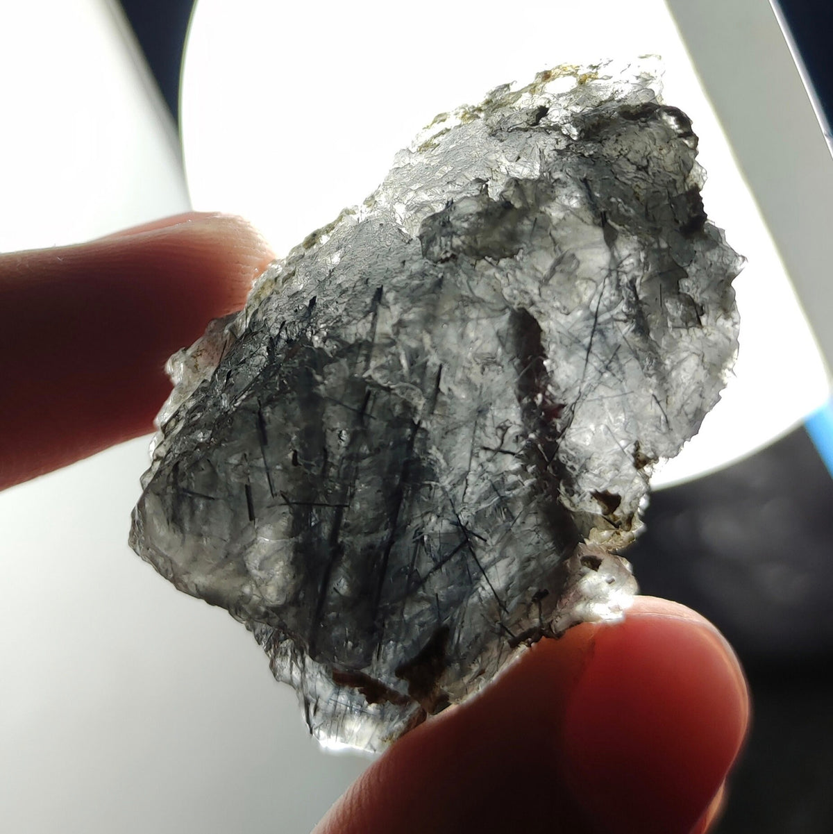 Natural Magnecio-Reibeickite included etched quartz crystal  from Zagi mountain KP Pakistan, 28.7 grams