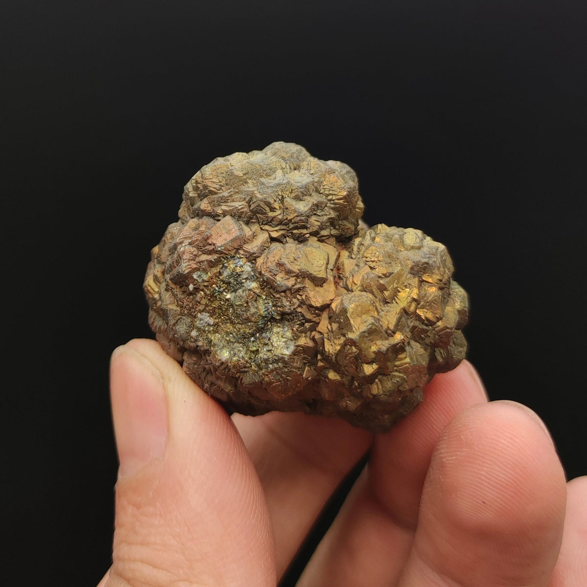 Natural golden Marcasite crystal with rainbow effect on surface from Pakistan, 88 grams