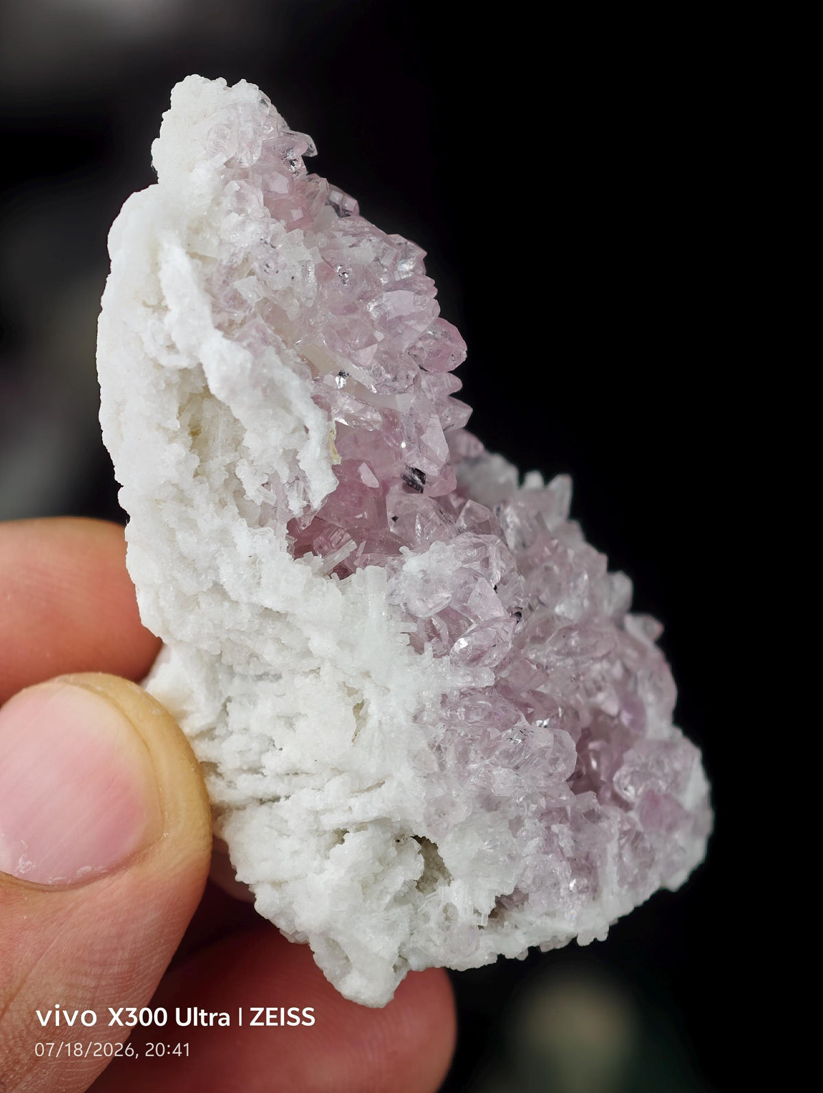 Rare rose quartz cluster with albite matrix from Afghanistan