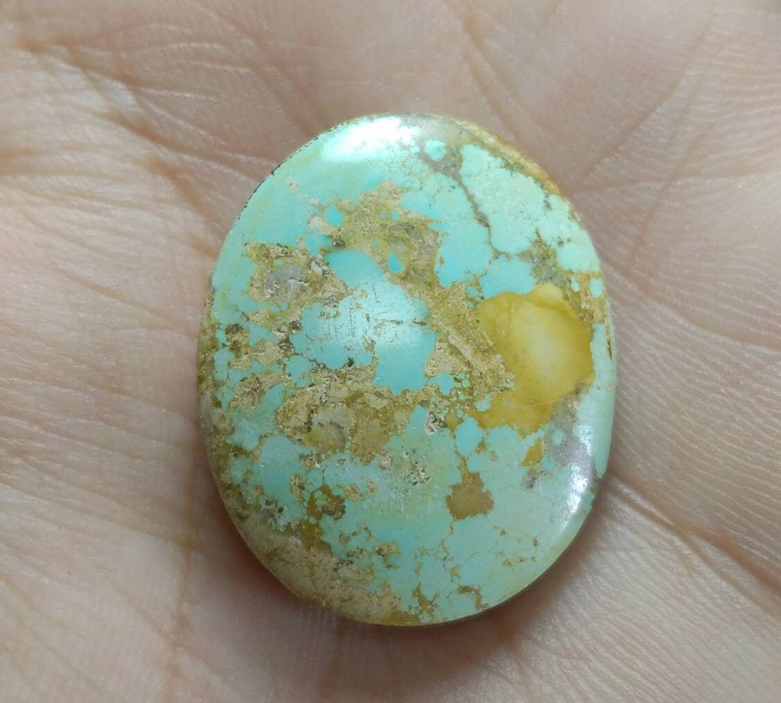 39 Carat Oval Turquoise Cabochon, Untreated Gemstone