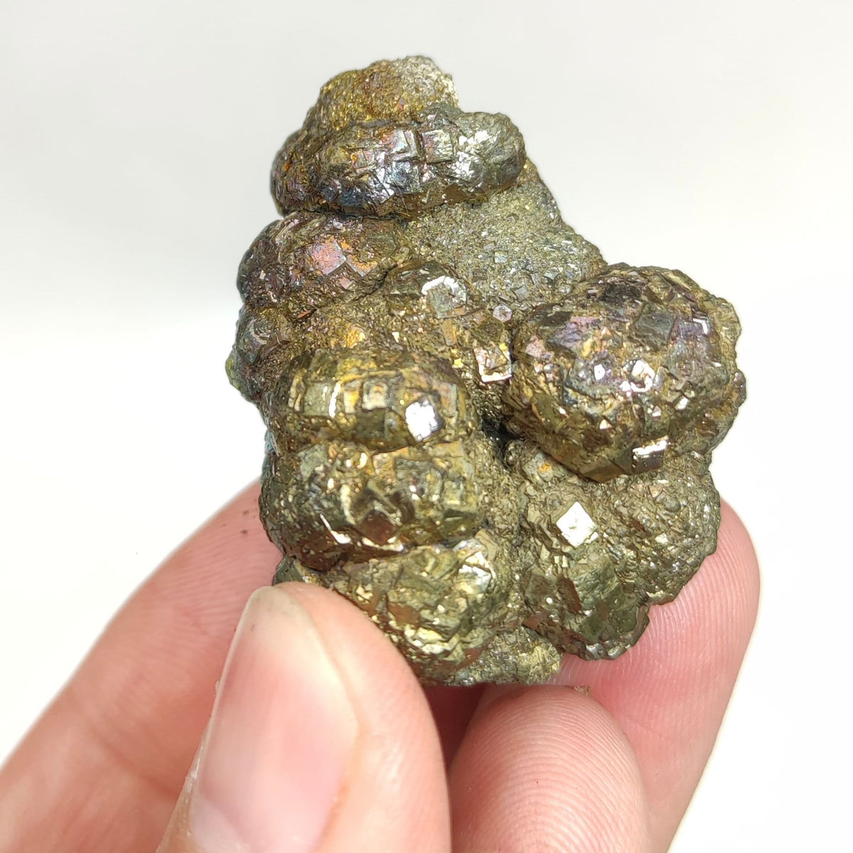 Natural golden Marcasite crystal with rainbow effect on surface from Pakistan, 82.8 grams