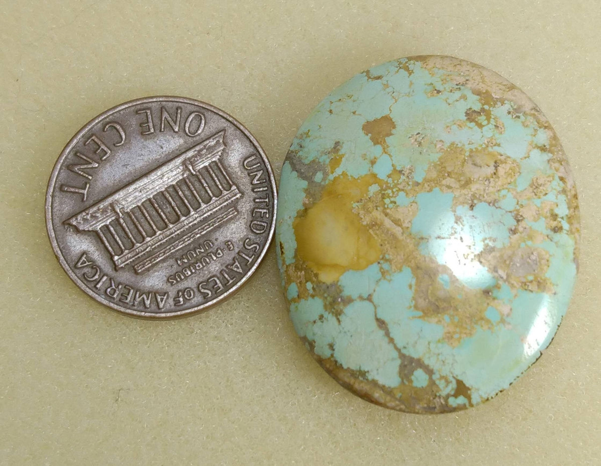 39 Carat Oval Turquoise Cabochon, Untreated Gemstone