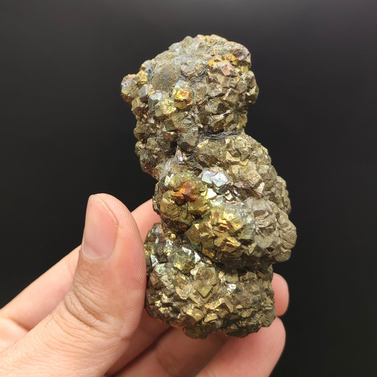 Natural golden Marcasite crystal with rainbow effect on surface from Pakistan, 294 grams