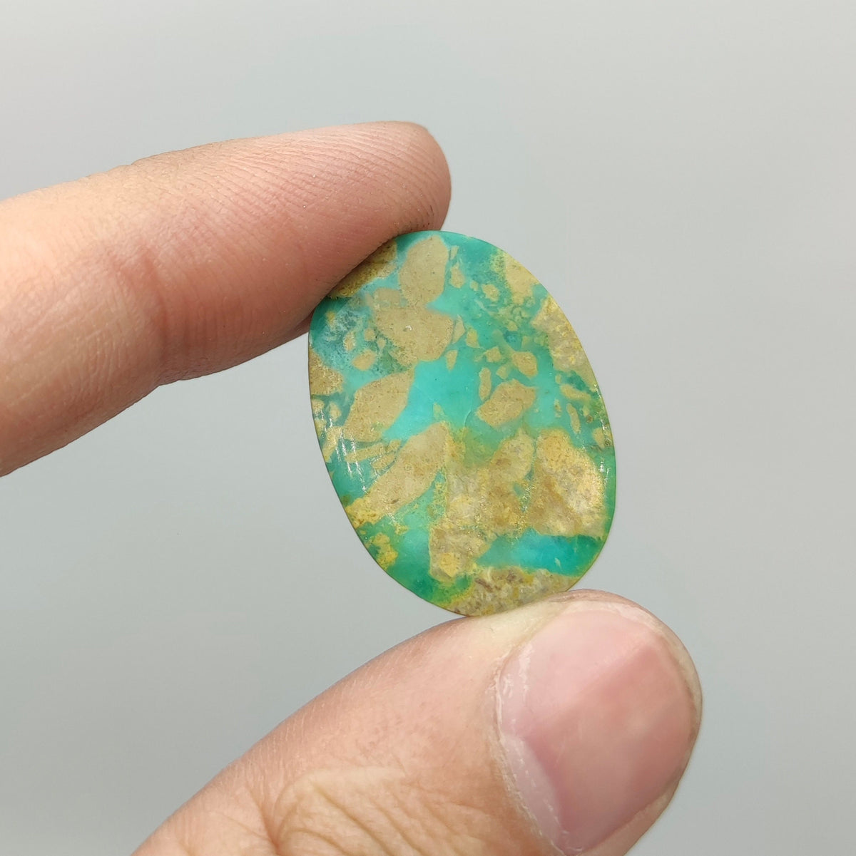 Natural green turquoise cabochon, stabilized, 6 grams