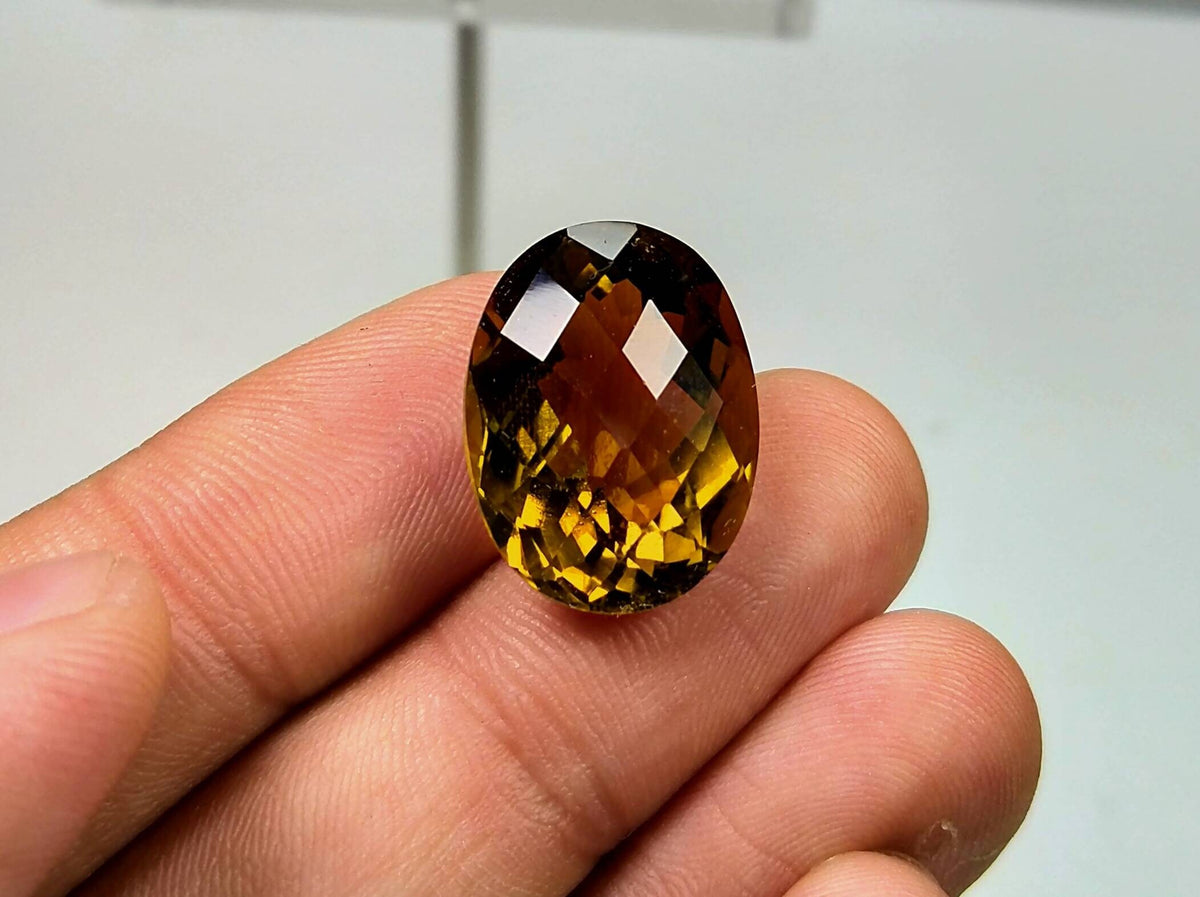 Natural good quality ring size faceted checkerboard shape citrine gem