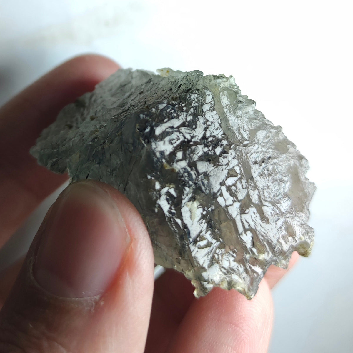 Natural Magnecio-Reibeickite included etched quartz crystal  from Zagi mountain KP Pakistan, 41 grams