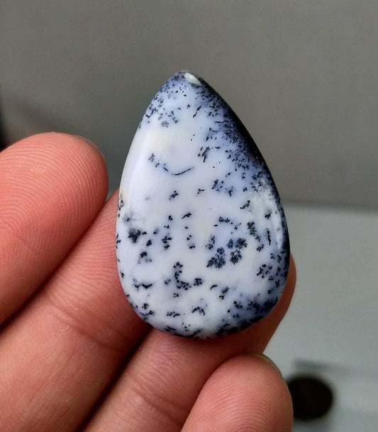 Pear Dendritic Opal Cabochon, Natural Gemstone (32x21mm)