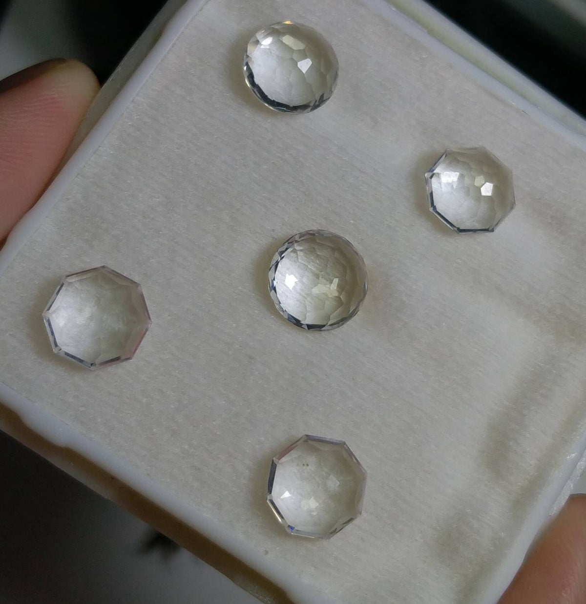 Rose Cut Quartz Cabochons: 13.5 Carats, Untreated, Small Set of 5