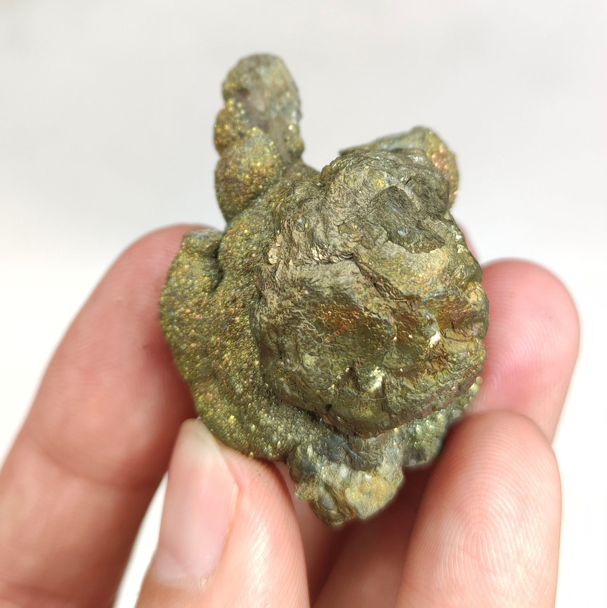 Natural golden Marcasite crystal with rainbow effect on surface from Pakistan, 71.9 grams