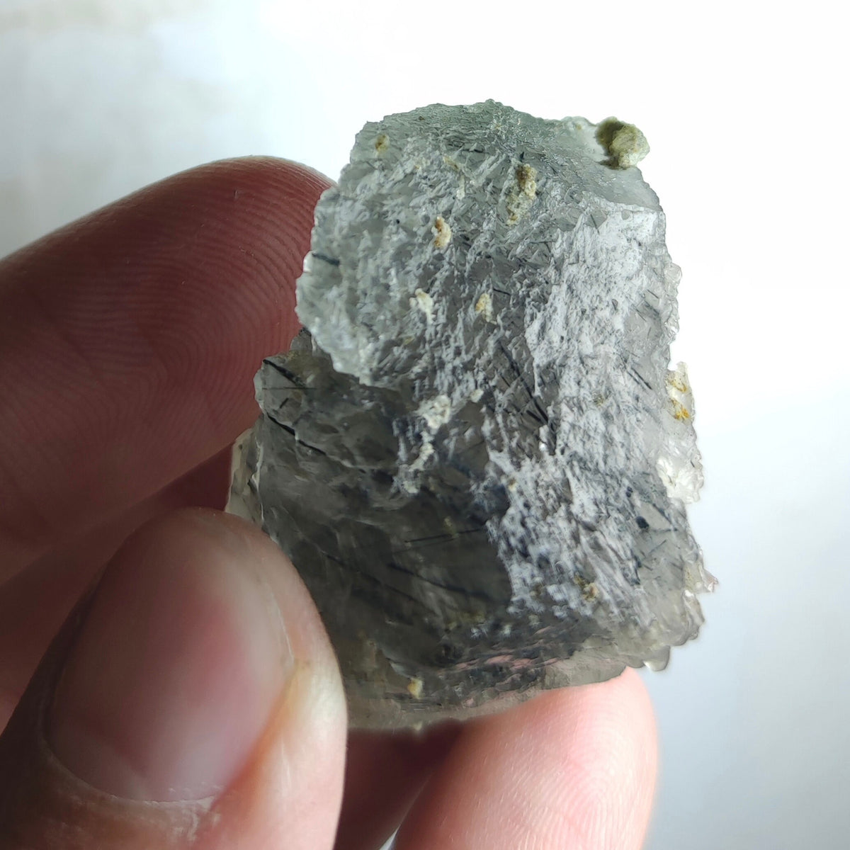 Natural Magnecio-Reibeickite included etched quartz crystal  from Zagi mountain KP Pakistan, 41 grams