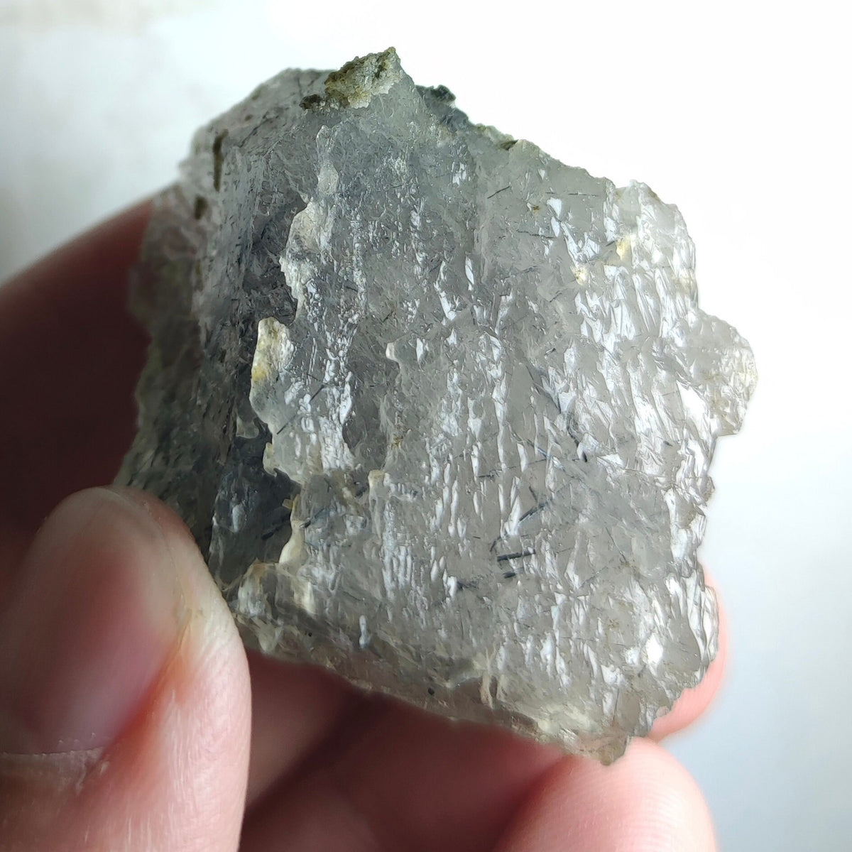 Natural Magnecio-Reibeickite included etched quartz crystal  from Zagi mountain KP Pakistan, 41 grams