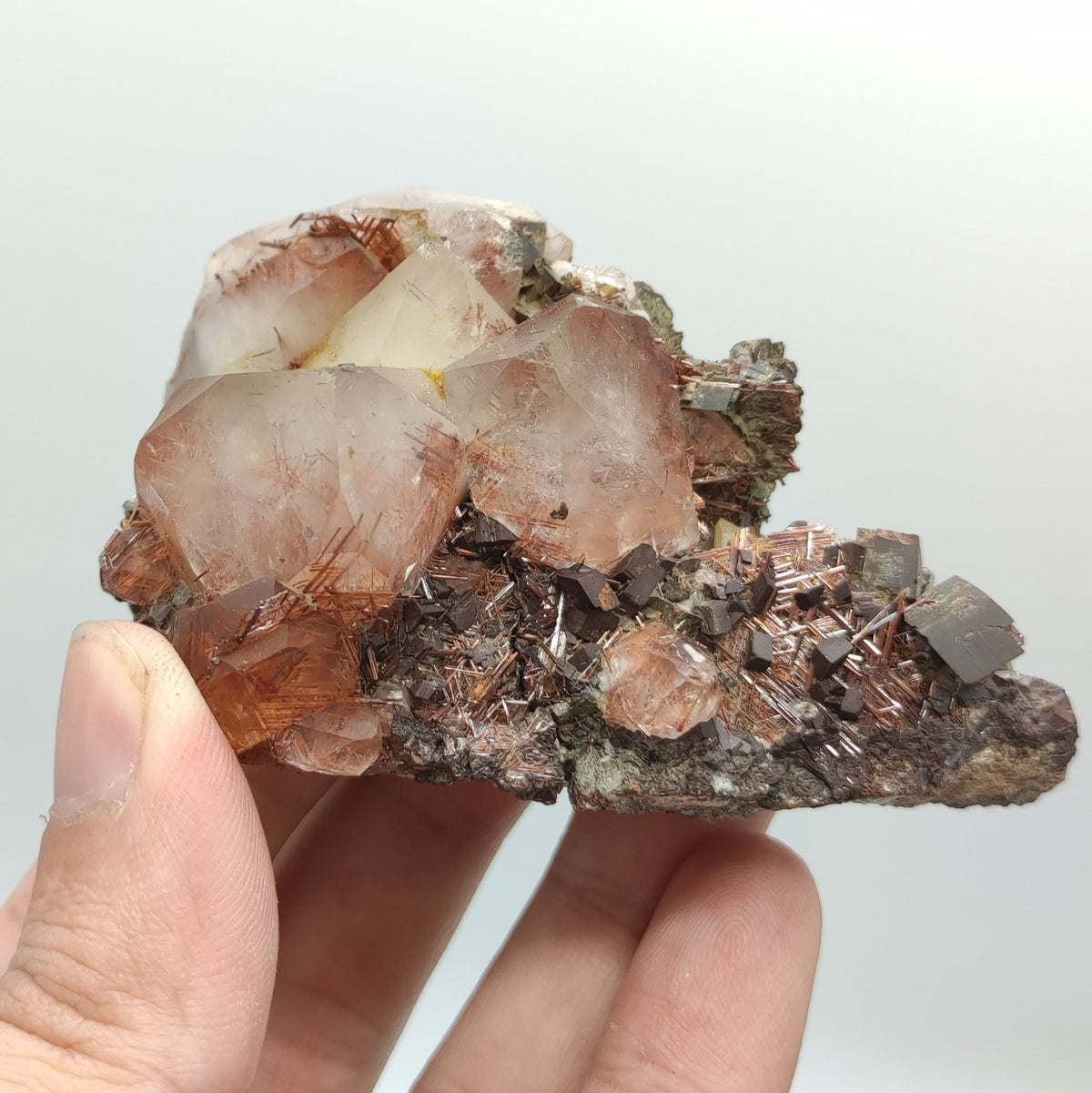 Golden Rutile Quartz Cluster with Siderite, Skardu Pakistan