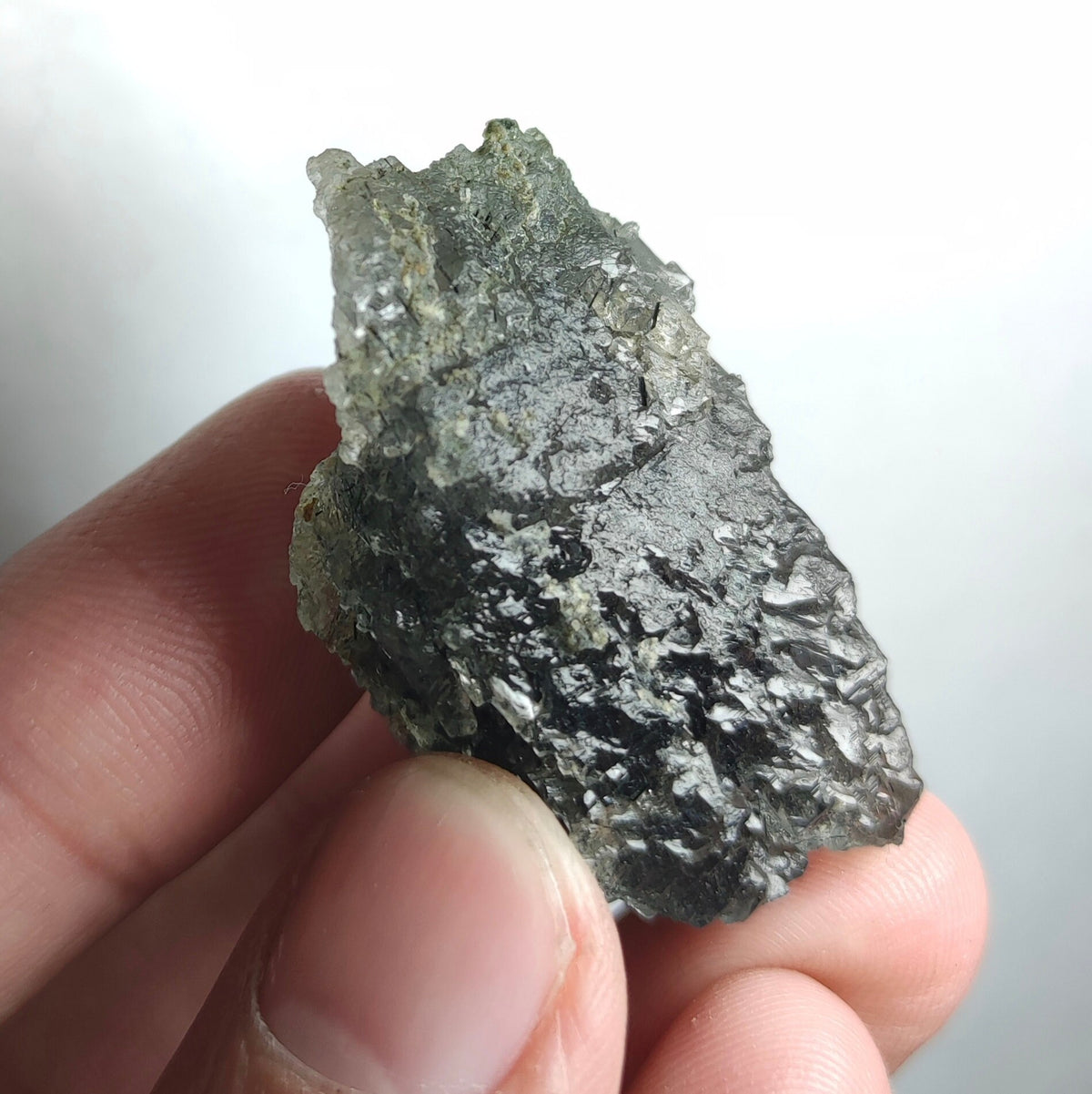 Natural Magnecio-Reibeickite included etched quartz crystal  from Zagi mountain KP Pakistan, 28.7 grams