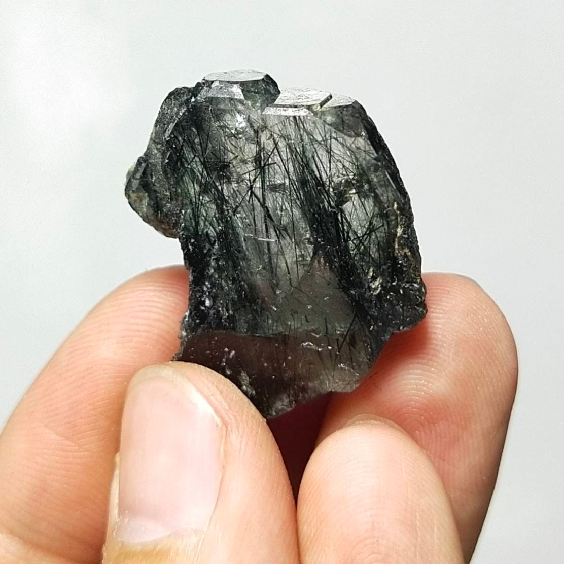 Apatite with massive green byssolite inclusion from Gandao hills, Mohmand Agency KPK Pakistan