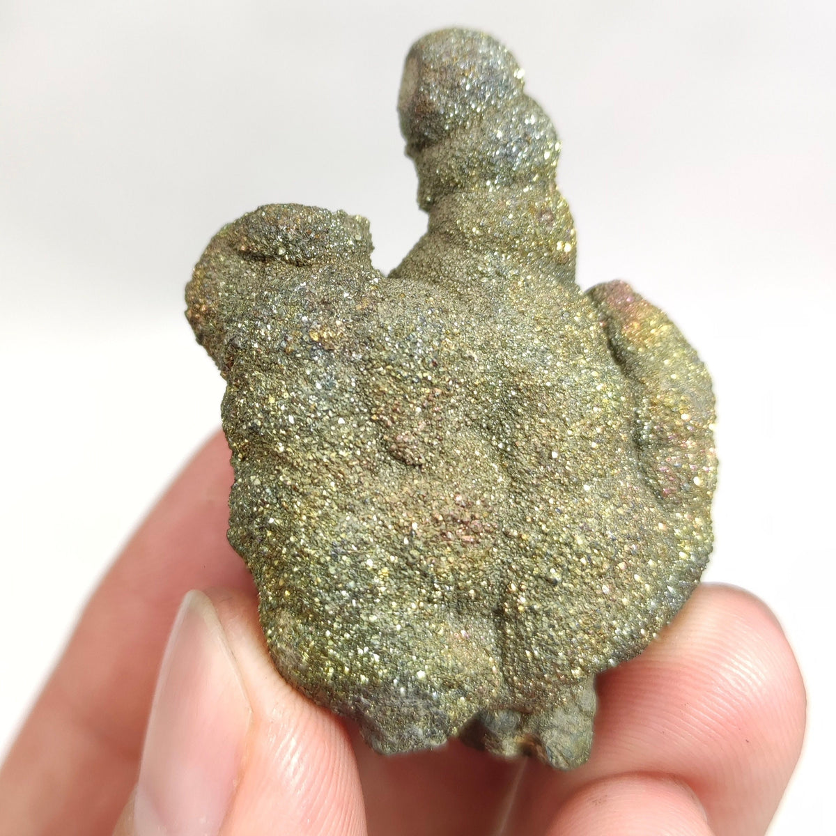 Natural golden Marcasite crystal with rainbow effect on surface from Pakistan, 71.9 grams