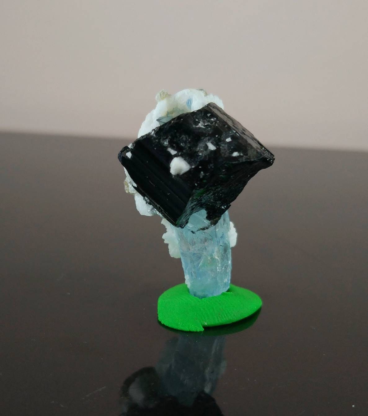 Aquamarine Crystal with Albite and Black Tourmaline, Pakistan