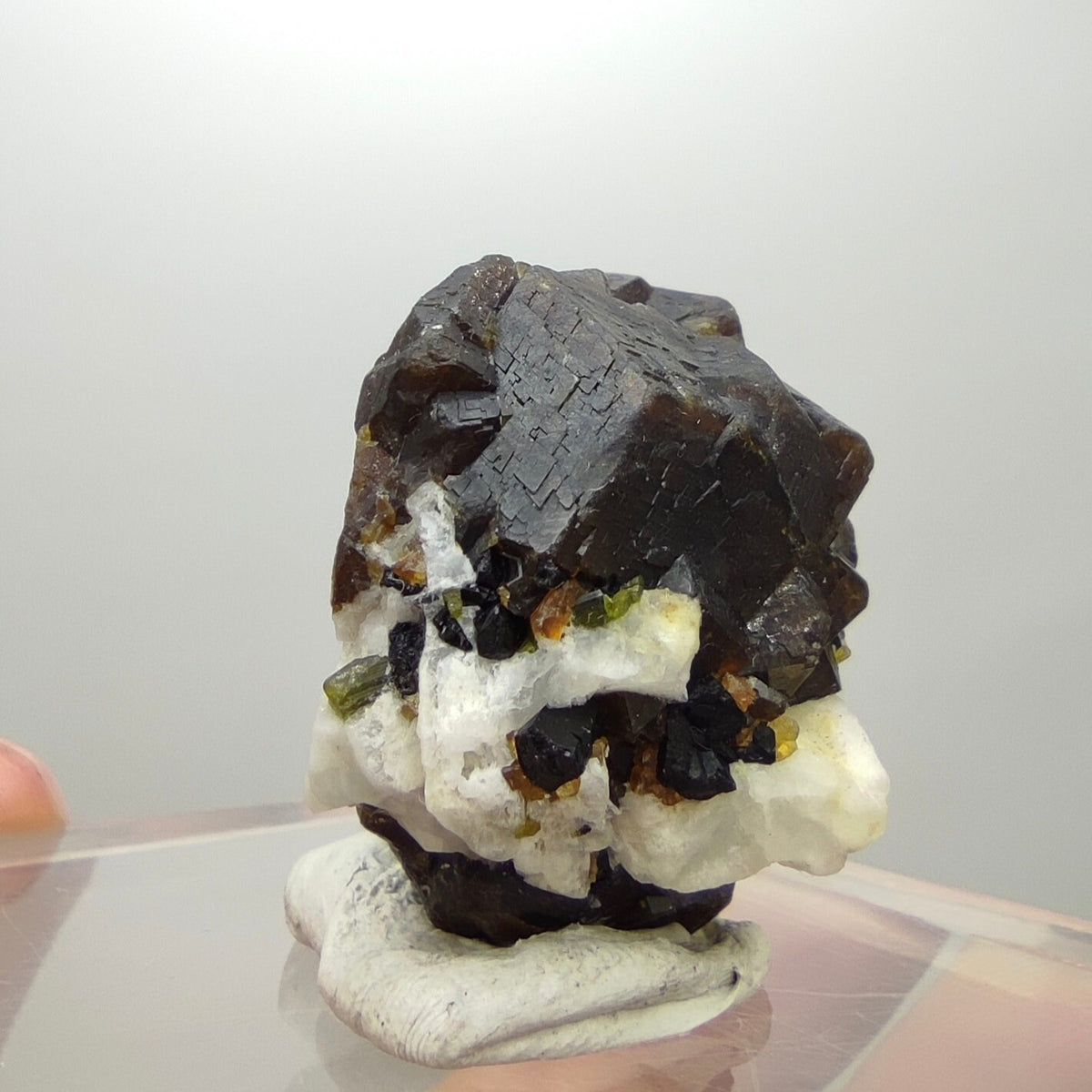 Natural Dark brown Andradite garnet cluster, Well formed crystal, 37.6 grams