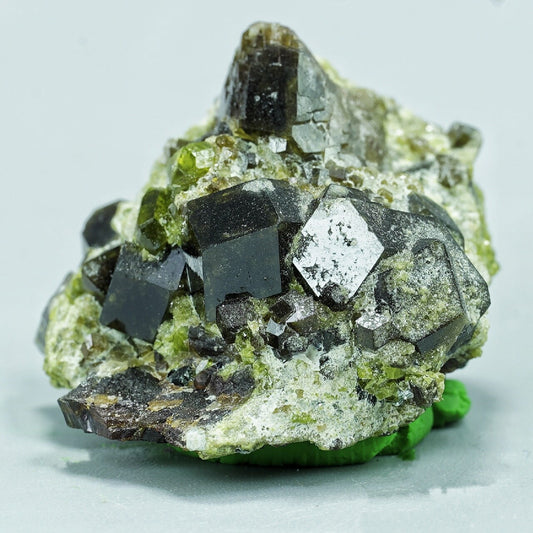 Andradite garnet crystal on matrix on albite with green epidote from Pakistan, 21.7 grams