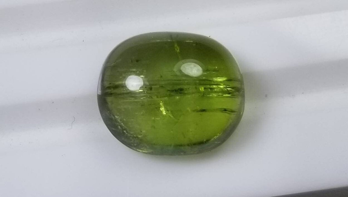 Natural good quality ring size faceted green  tourmaline cabochon