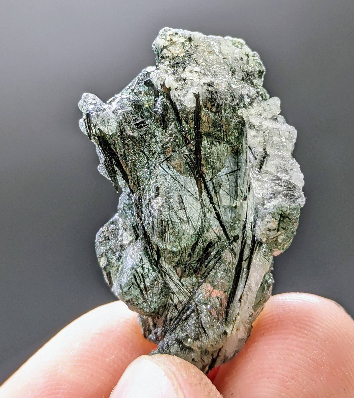 Apatite crystal with green basolite inclusion from KP Pakistan, 11.5 grams