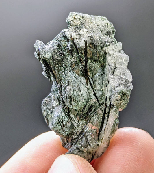 Apatite crystal with green basolite inclusion from KP Pakistan, 11.5 grams