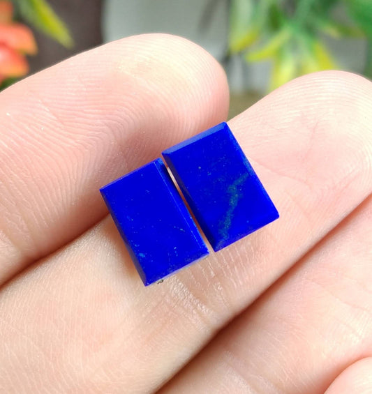 Lapis Lazuli Cabochons Pair, Untreated Gemstones (8 Carats)