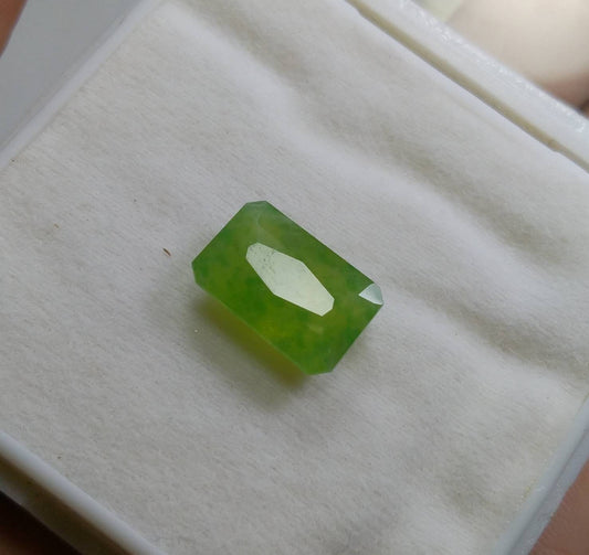 11 Carat Radiant Cut Green Garnet Gemstone, Faceted