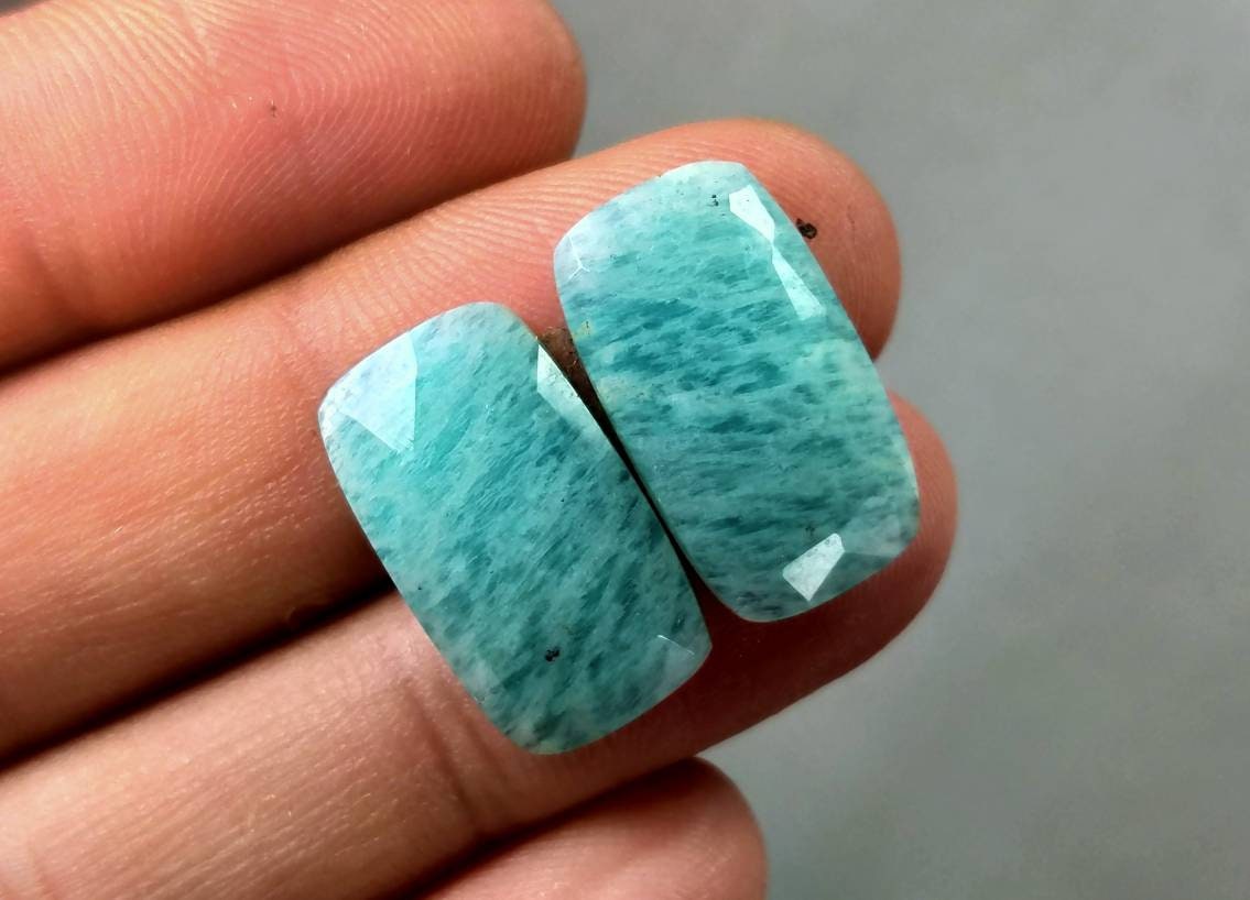 ARSAA GEMS AND MINERALSNatural top quality beautiful pair of amazonite cabochons - Premium  from ARSAA GEMS AND MINERALS - Just $15.00! Shop now at ARSAA GEMS AND MINERALS