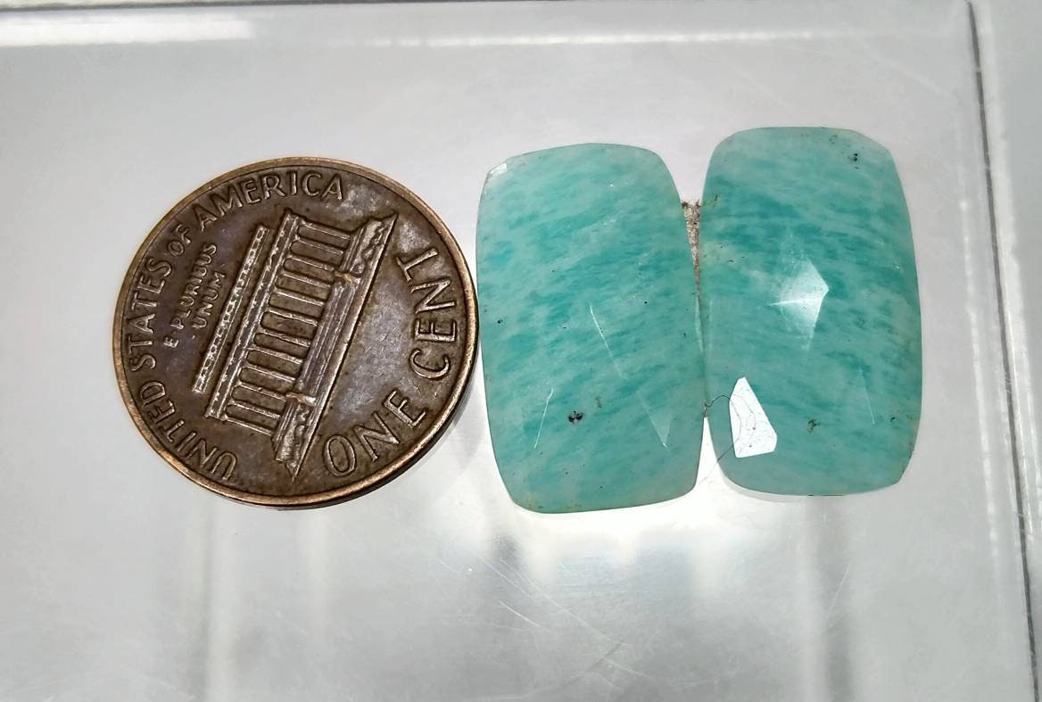 ARSAA GEMS AND MINERALSNatural top quality beautiful pair of amazonite cabochons - Premium  from ARSAA GEMS AND MINERALS - Just $15.00! Shop now at ARSAA GEMS AND MINERALS