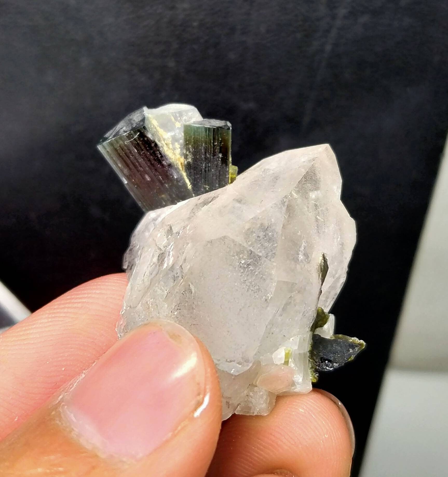 ARSAA GEMS AND MINERALSNatural top quality beautiful 17 grams Green caps tourmaline over smokey quartz crystal - Premium  from ARSAA GEMS AND MINERALS - Just $60.00! Shop now at ARSAA GEMS AND MINERALS