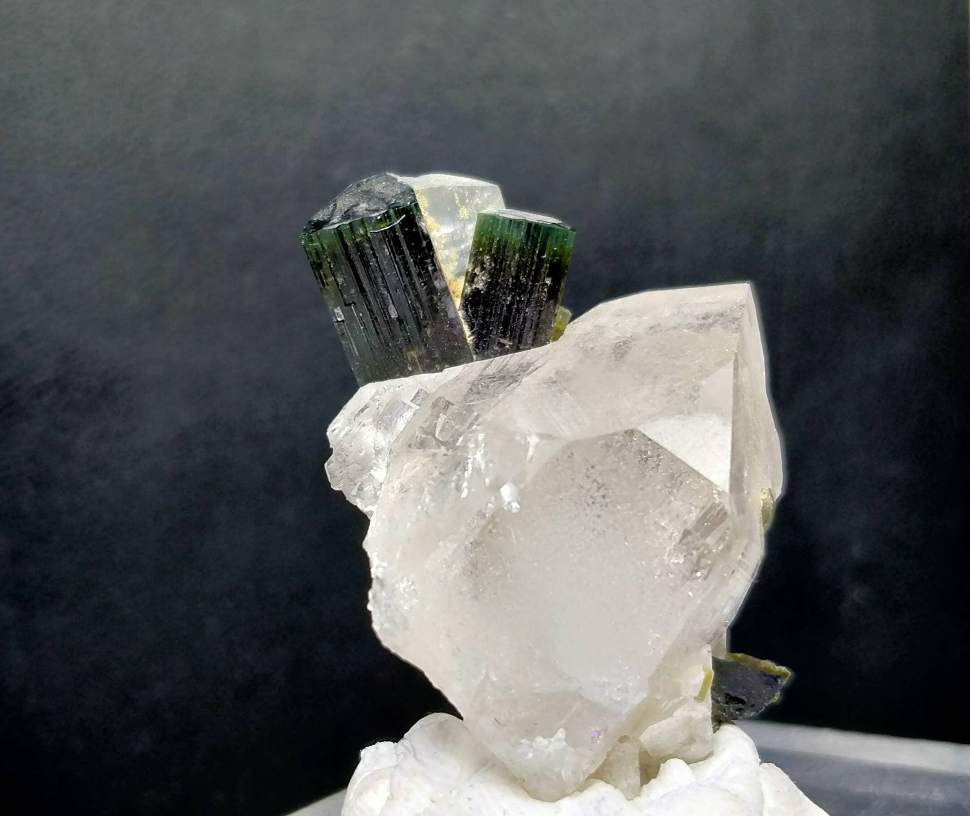 ARSAA GEMS AND MINERALSNatural top quality beautiful 17 grams Green caps tourmaline over smokey quartz crystal - Premium  from ARSAA GEMS AND MINERALS - Just $60.00! Shop now at ARSAA GEMS AND MINERALS