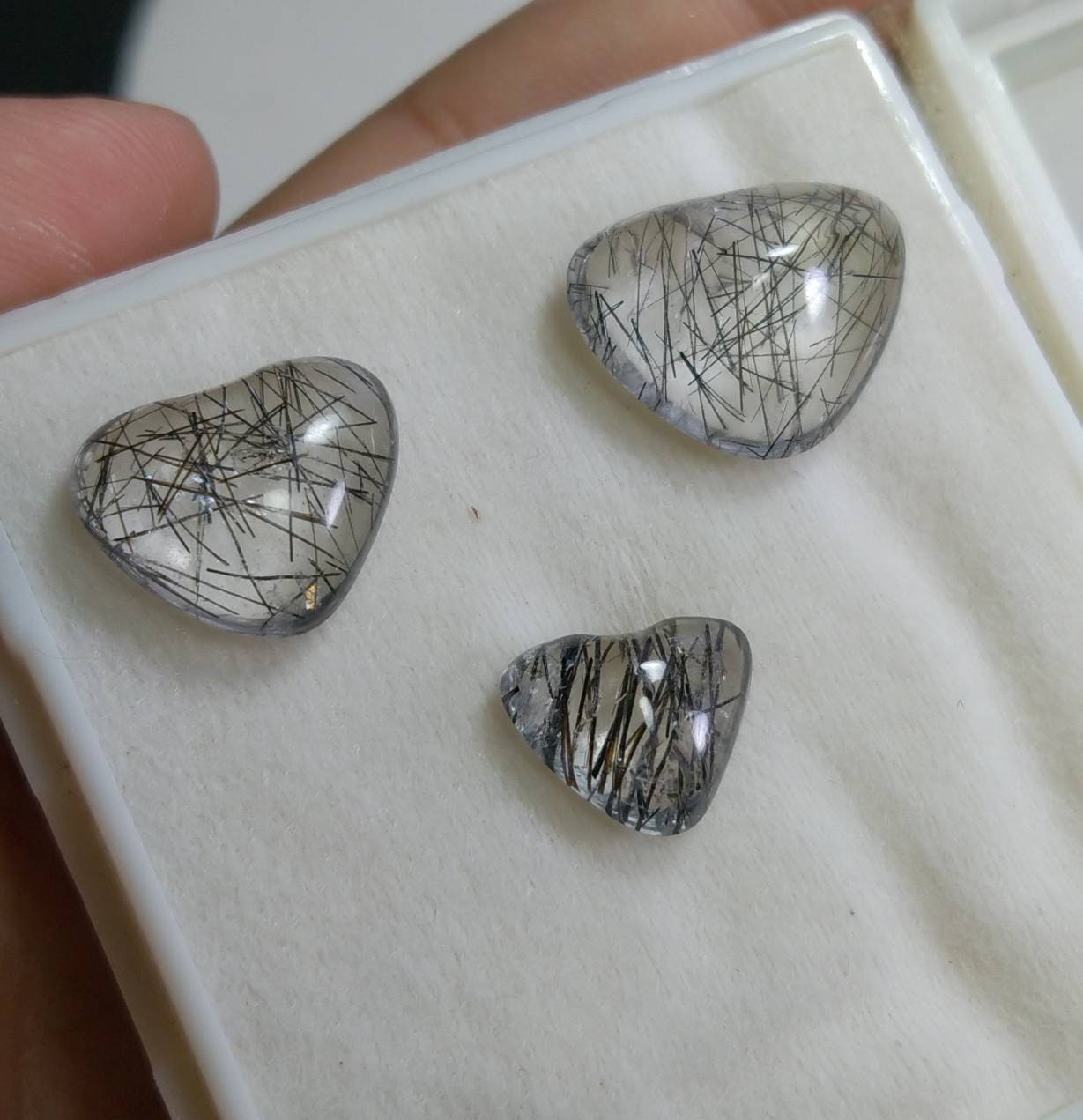 ARSAA GEMS AND MINERALSNatural fine quality beautiful 24 carats small jewelry set heart shapes black tourmaline included quartz Cabochons - Premium  from ARSAA GEMS AND MINERALS - Just $20.00! Shop now at ARSAA GEMS AND MINERALS