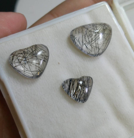ARSAA GEMS AND MINERALSNatural fine quality beautiful 24 carats small jewelry set heart shapes black tourmaline included quartz Cabochons - Premium  from ARSAA GEMS AND MINERALS - Just $20.00! Shop now at ARSAA GEMS AND MINERALS