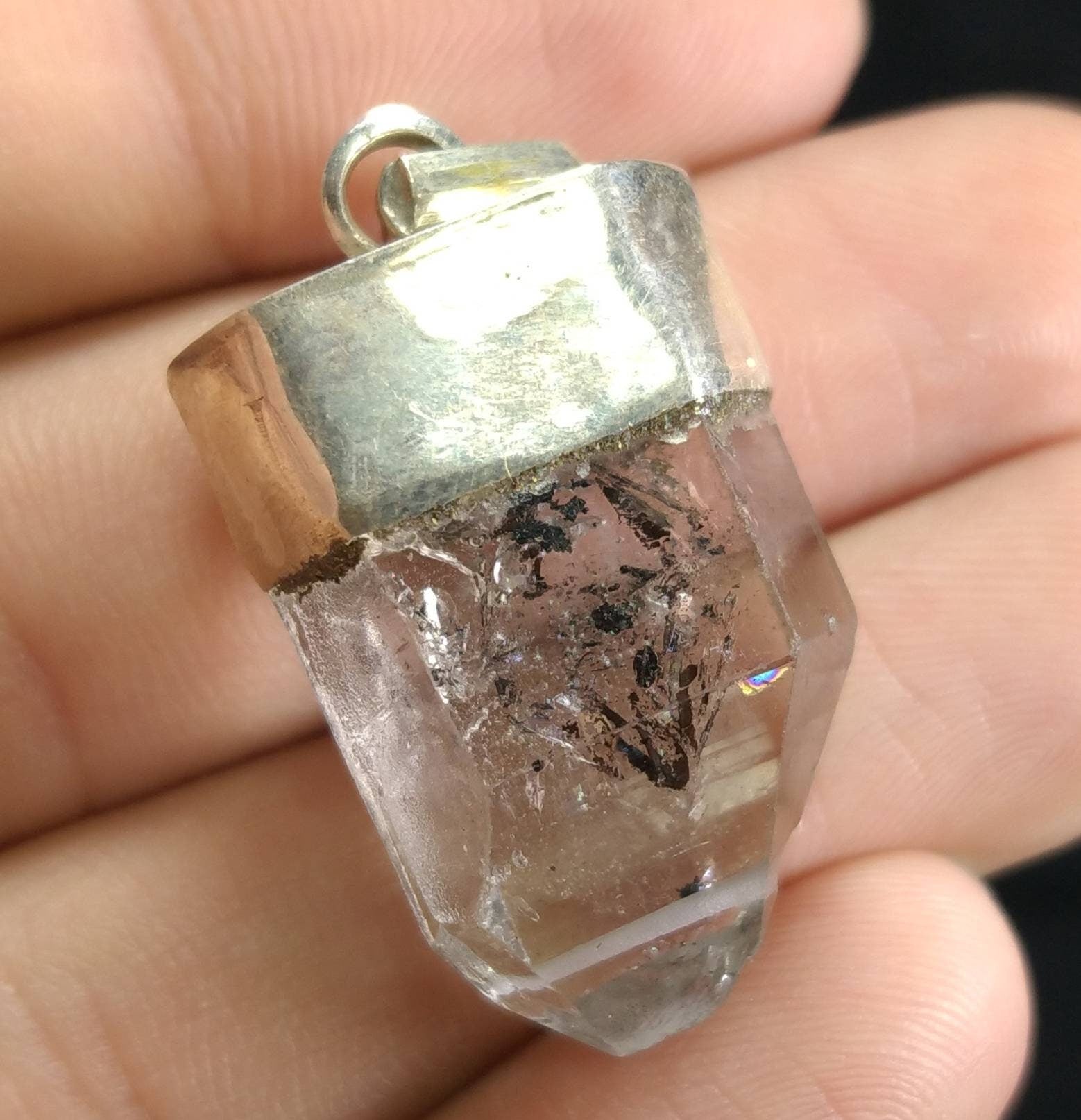 ARSAA GEMS AND MINERALSNatural aesthetic Beautiful silver pendants of carbon included quartz crystals - Premium  from ARSAA GEMS AND MINERALS - Just $40.00! Shop now at ARSAA GEMS AND MINERALS