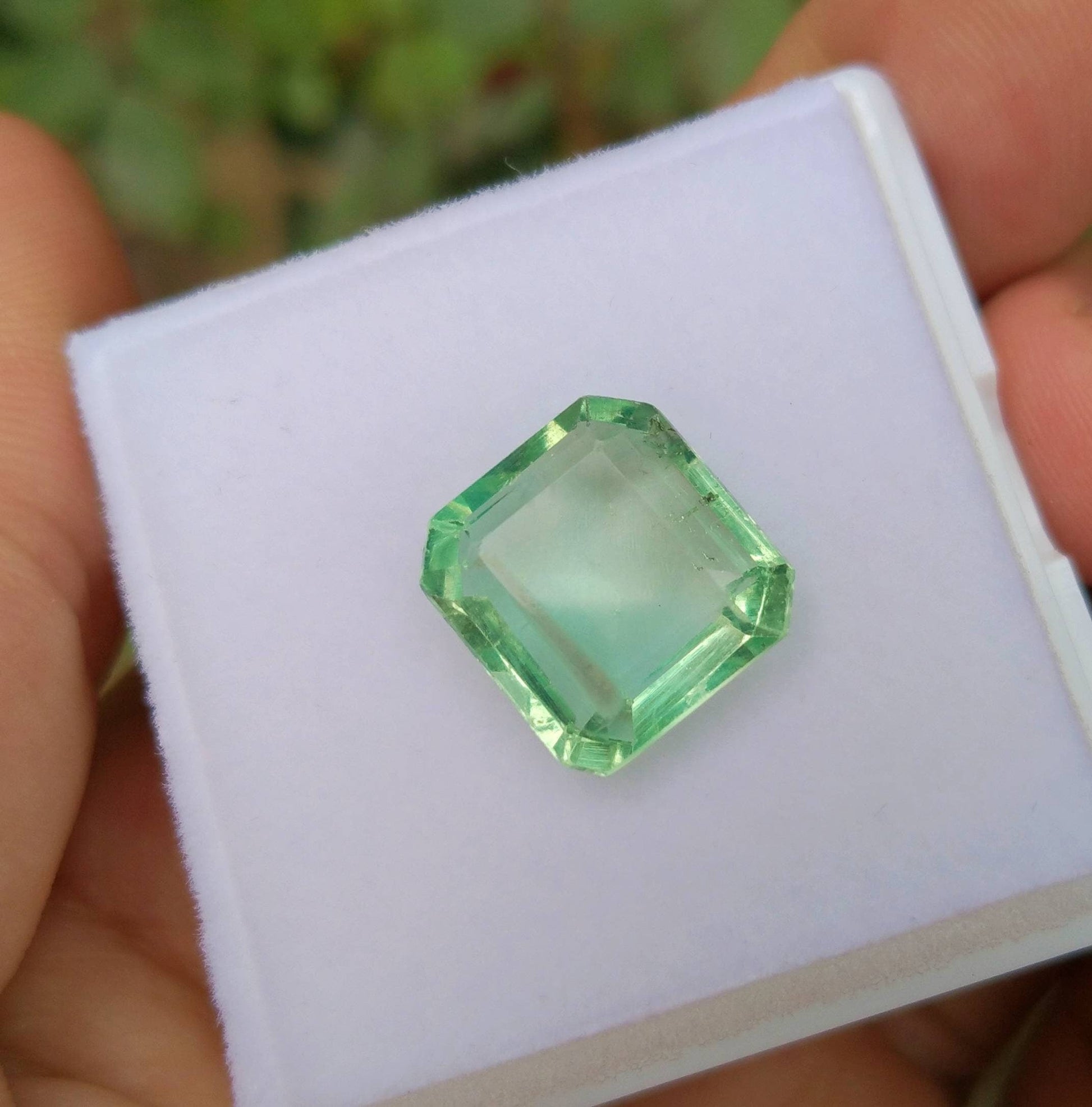 ARSAA GEMS AND MINERALSNatural top quality beautiful 9.5 carats VV clarity faceted radiant shape green fluorite gem - Premium  from ARSAA GEMS AND MINERALS - Just $20.00! Shop now at ARSAA GEMS AND MINERALS