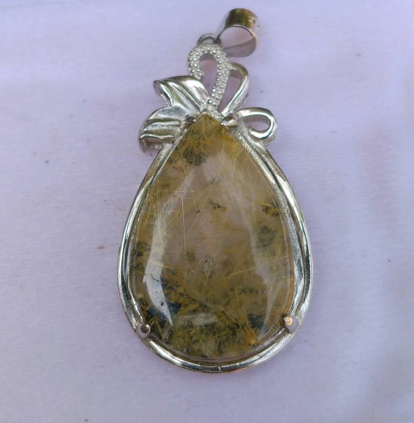 ARSAA GEMS AND MINERALSNatural good quality beautiful pear shape golden rutile included quartz sterling silver pendant - Premium  from ARSAA GEMS AND MINERALS - Just $25.00! Shop now at ARSAA GEMS AND MINERALS