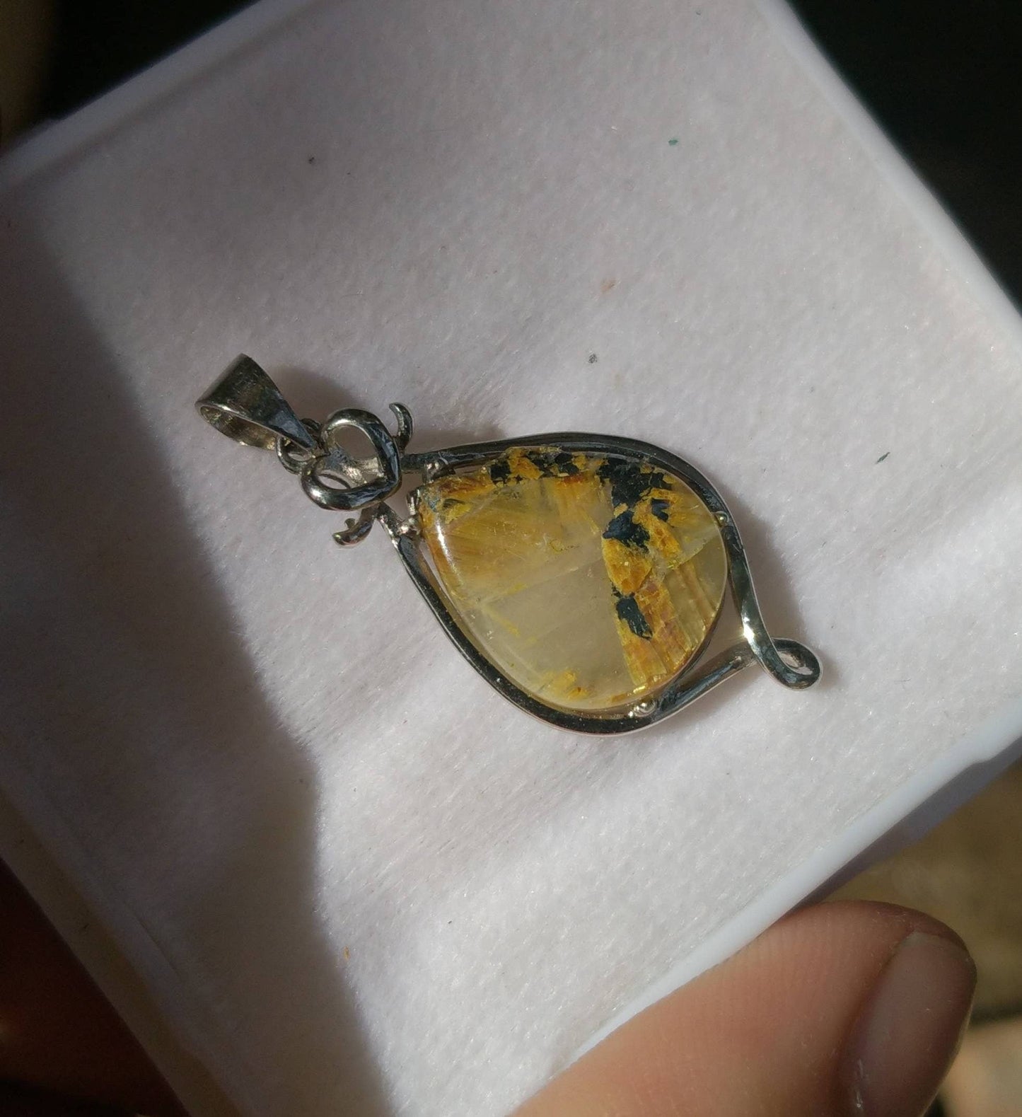 ARSAA GEMS AND MINERALSNatural fine quality beautiful pear shape golden rutile included quartz sterling silver pendant - Premium  from ARSAA GEMS AND MINERALS - Just $20.00! Shop now at ARSAA GEMS AND MINERALS