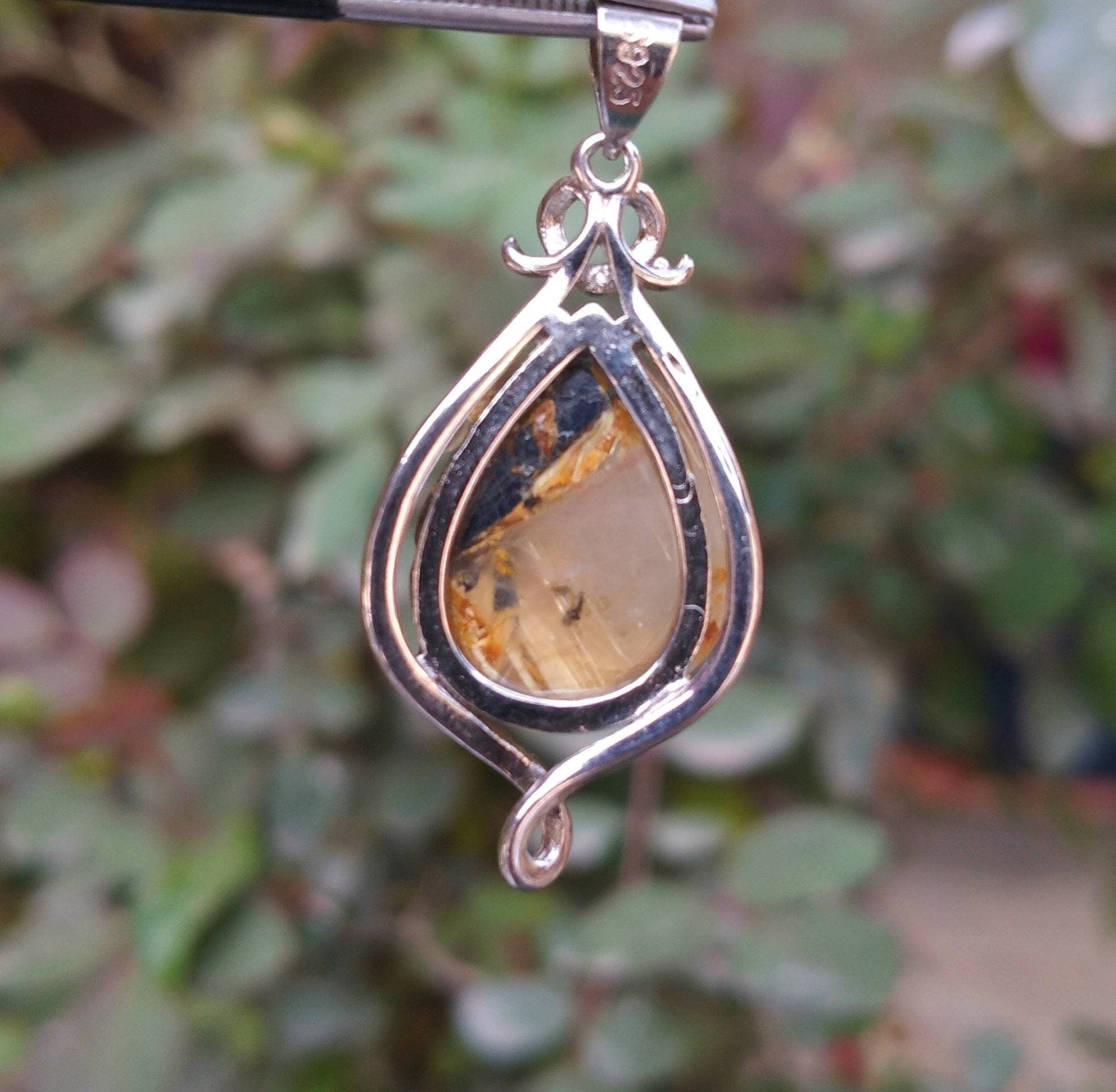 ARSAA GEMS AND MINERALSNatural fine quality beautiful pear shape golden rutile included quartz sterling silver pendant - Premium  from ARSAA GEMS AND MINERALS - Just $20.00! Shop now at ARSAA GEMS AND MINERALS