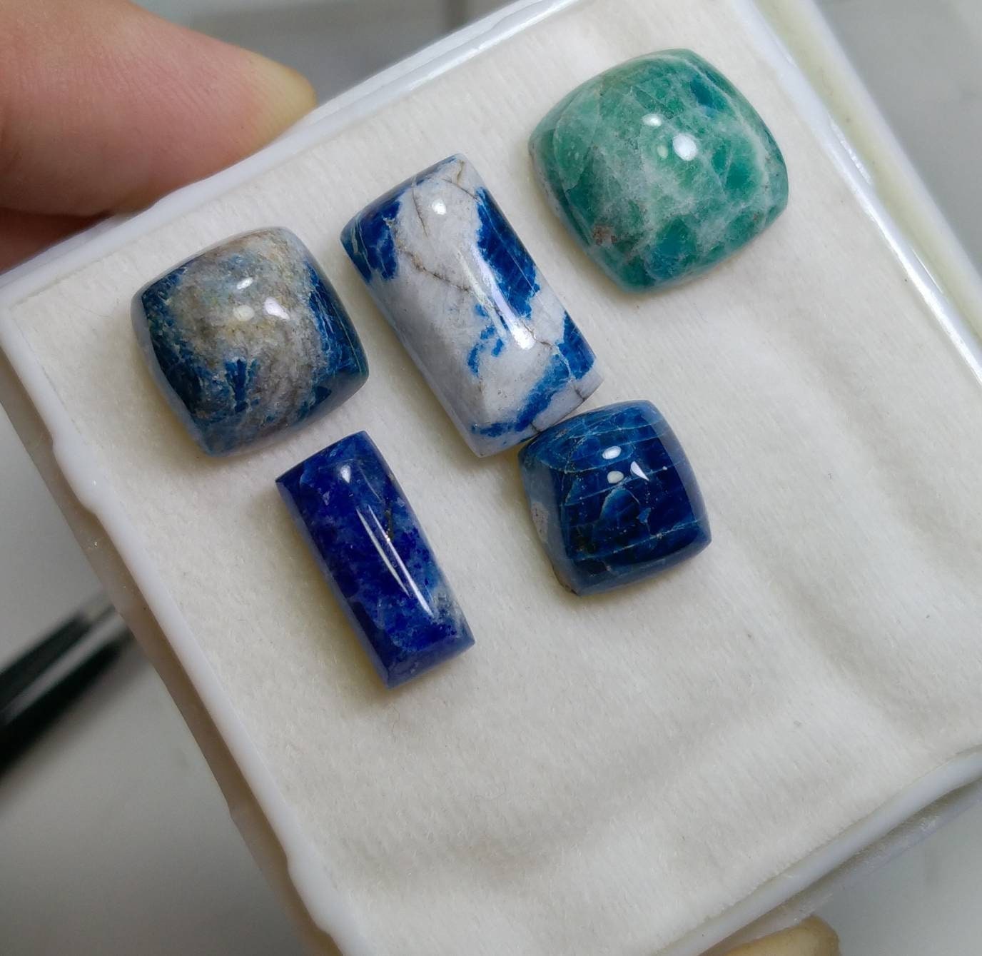 ARSAA GEMS AND MINERALSNatural top quality beautiful 42 carats small lot of rectangle shapes UV reactive afghan hauyne var.lazurite cabochons - Premium  from ARSAA GEMS AND MINERALS - Just $40.00! Shop now at ARSAA GEMS AND MINERALS