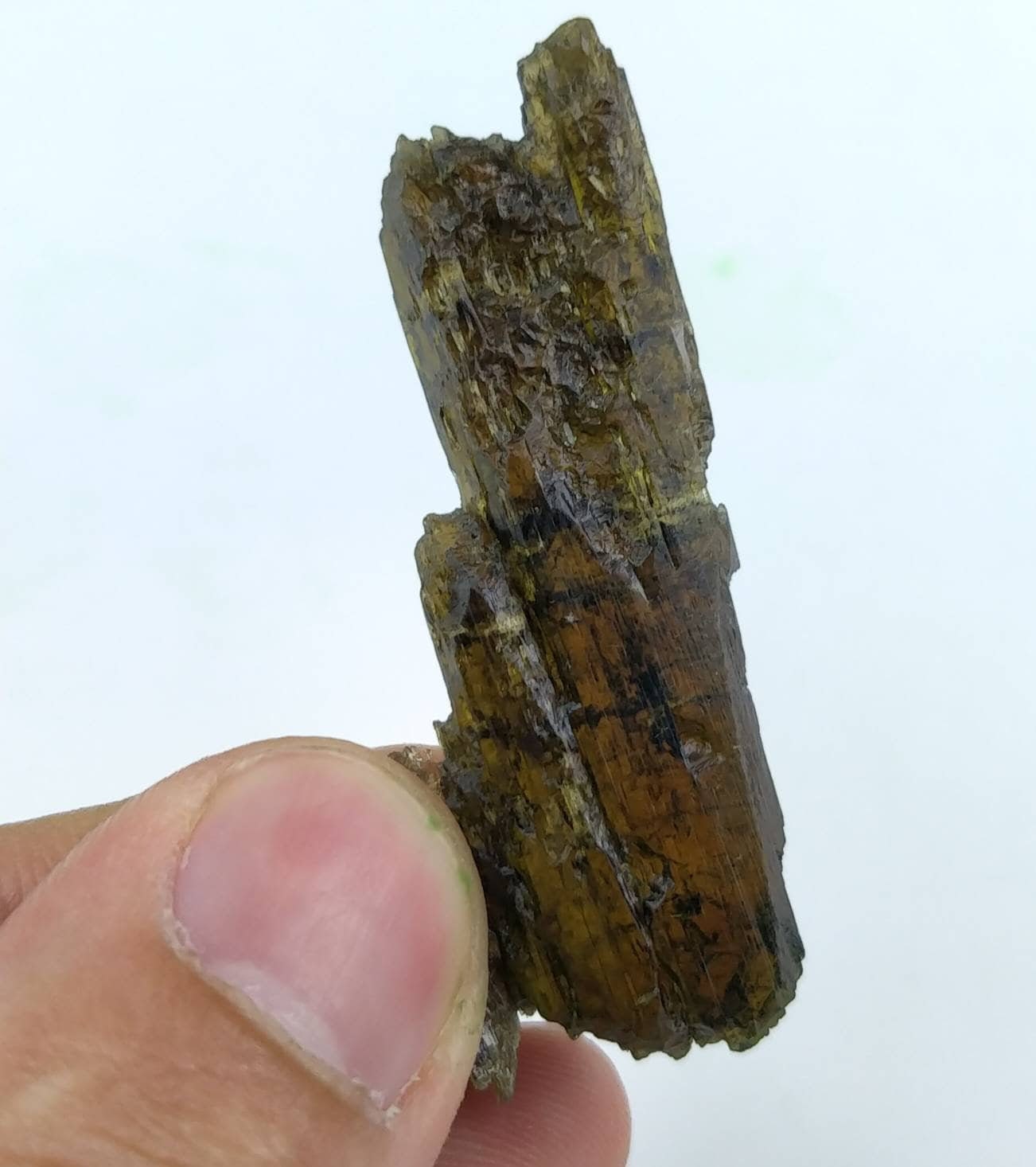 ARSAA GEMS AND MINERALSNatural fine quality beautiful 11.9 gram terminated etched green dichroic epidote crystal with wonderful structure - Premium  from ARSAA GEMS AND MINERALS - Just $40.00! Shop now at ARSAA GEMS AND MINERALS