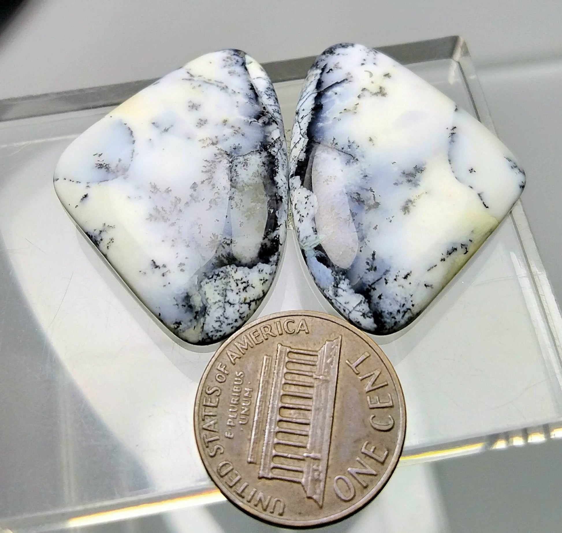 ARSAA GEMS AND MINERALSNatural good quality pair of dendritic opal cabochons - Premium  from ARSAA GEMS AND MINERALS - Just $20.00! Shop now at ARSAA GEMS AND MINERALS