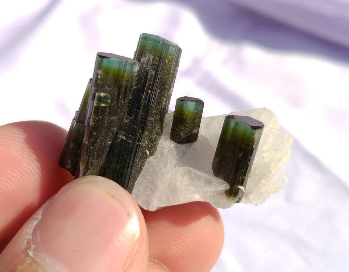 ARSAA GEMS AND MINERALSNatural top quality beautiful 12 grams Green caps tourmaline cluster - Premium  from ARSAA GEMS AND MINERALS - Just $70.00! Shop now at ARSAA GEMS AND MINERALS