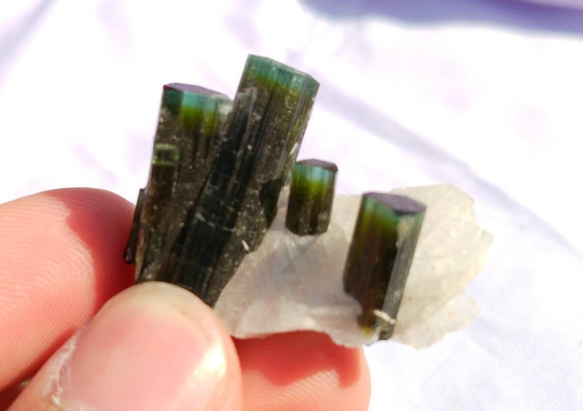 ARSAA GEMS AND MINERALSNatural top quality beautiful 12 grams Green caps tourmaline cluster - Premium  from ARSAA GEMS AND MINERALS - Just $70.00! Shop now at ARSAA GEMS AND MINERALS