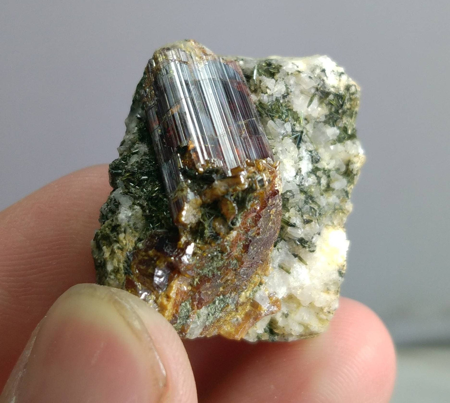 ARSAA GEMS AND MINERALSNatural top quality beautiful 24.4 grams terminated rutile crystal on matrix with ejerine crystals on rock - Premium  from ARSAA GEMS AND MINERALS - Just $100.00! Shop now at ARSAA GEMS AND MINERALS