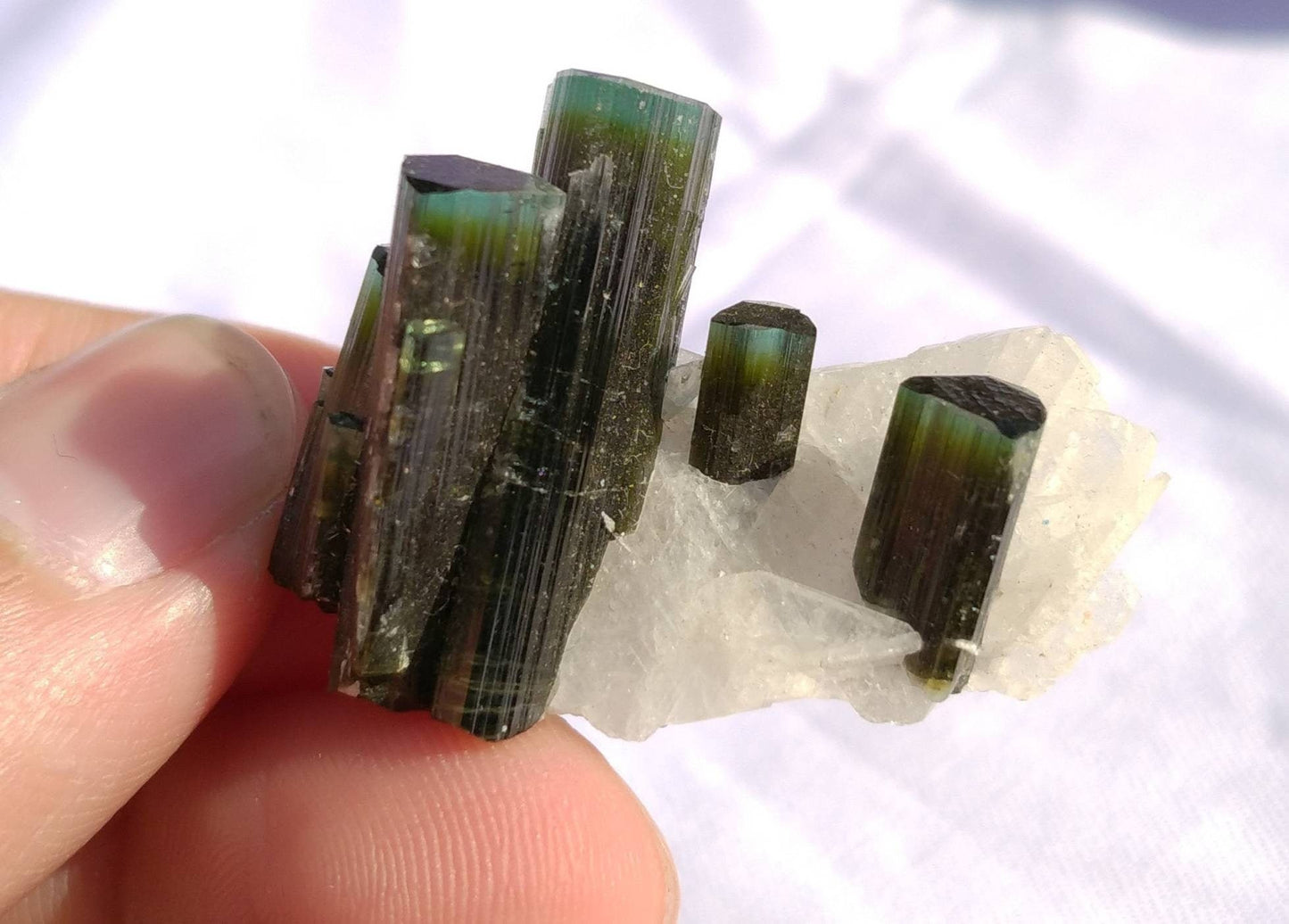 ARSAA GEMS AND MINERALSNatural top quality beautiful 12 grams Green caps tourmaline cluster - Premium  from ARSAA GEMS AND MINERALS - Just $70.00! Shop now at ARSAA GEMS AND MINERALS