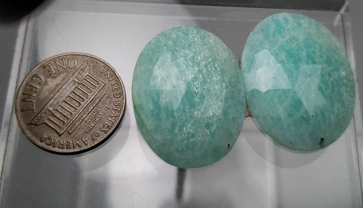 ARSAA GEMS AND MINERALSNatural good quality pear of amazonite cabochons - Premium  from ARSAA GEMS AND MINERALS - Just $15.00! Shop now at ARSAA GEMS AND MINERALS