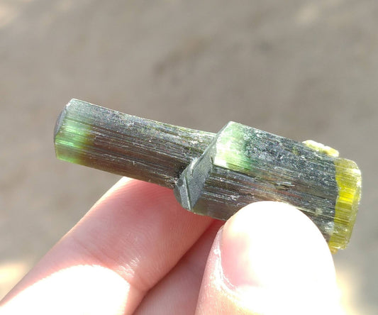 ARSAA GEMS AND MINERALSNatural top quality beautiful 14 grams double terminated double sided green cap Tourmaline crystal - Premium  from ARSAA GEMS AND MINERALS - Just $70.00! Shop now at ARSAA GEMS AND MINERALS