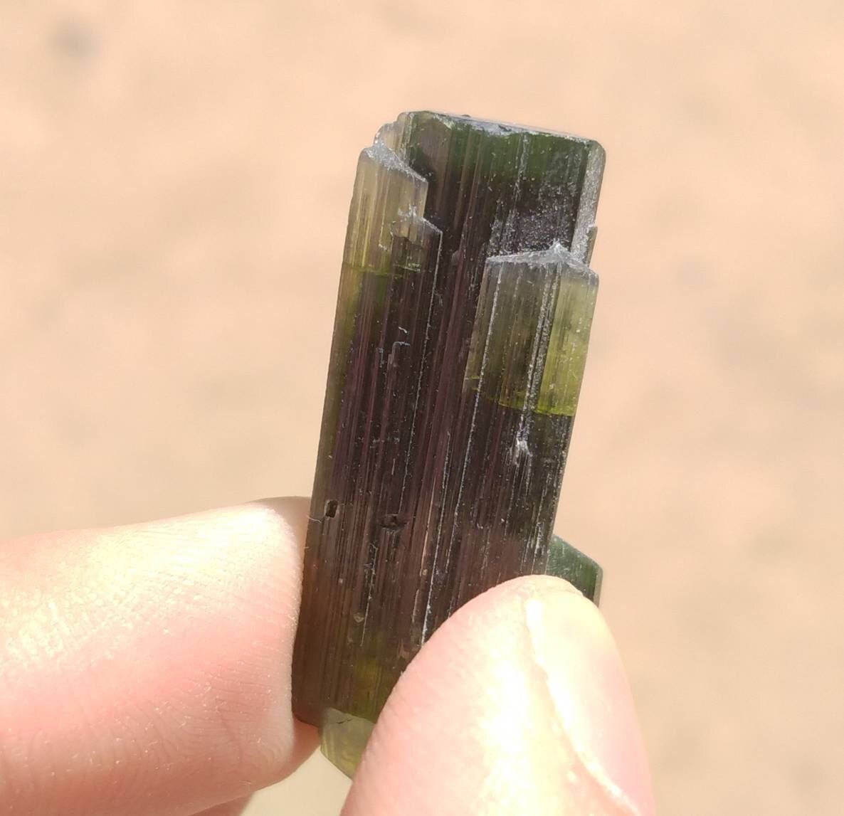 ARSAA GEMS AND MINERALSNatural top quality beautiful 12.1 grams double terminated double sided green cap Tourmaline crystal - Premium  from ARSAA GEMS AND MINERALS - Just $60.00! Shop now at ARSAA GEMS AND MINERALS